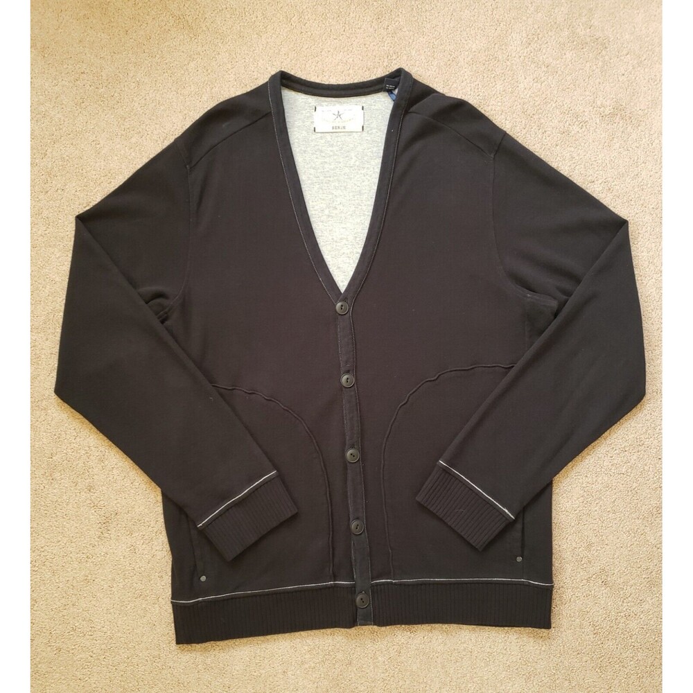 Tommy Bahama Denim Mens Size Large Navy Cotton Nylon Preppy Cardigan Sweater